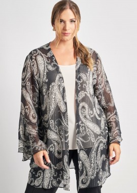 - Αιθέριο κιμονό εμπριμέ με λαχούρια & λάμψη lurex