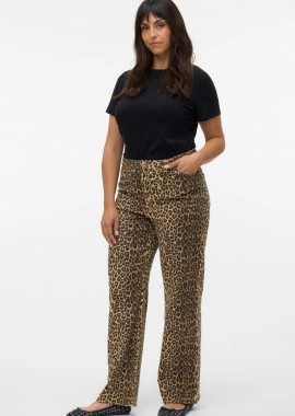 - Animal print τζιν παντελόνι wide-leg ψηλόμεσο VERO MODA