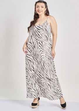 - Μάξι φόρεμα με τιράντες εμπριμέ animal print VERO MODA