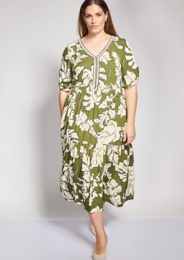 - Midi φόρεμα από βισκόζη με floral μοτίβο.