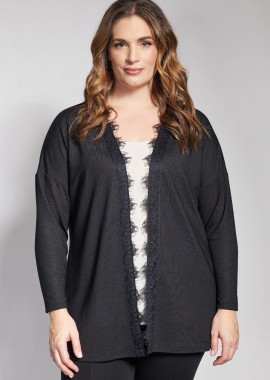 - Ζακέτα ζέρσεϊ χωρίς κούμπωμα με δαντέλα