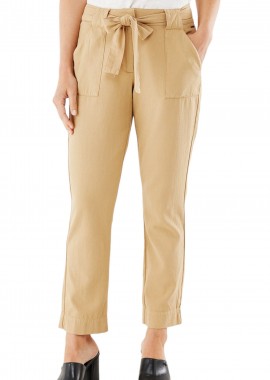 Mexx - Παντελόνι Υφασμάτινο Mexx With Tie JI1304023W-Dark Sand Γυναικείο