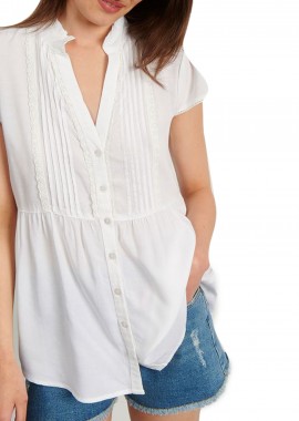 Attrattivo - Πουκάμισο Κοντομάνικο Attrattivo Με Μao Γιακά 9912630-WHITE Γυναικείο