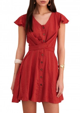 Attrattivo - Φόρεμα Attrattivo Μίνι Με Ενσωματωμένη Ζώνη 9923175-SPICE RED Γυναικείο
