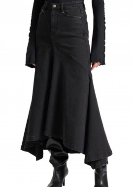 Funky Buddha - Φούστα Funky Buddha Denim Με Ασσύμετρο Τελείωμα FBL010-123-14-BLACK Γυναικείο