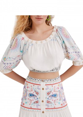 Desigual - Top Desigual Boho Cropped 22SWBW05-1001 Γυναικείο