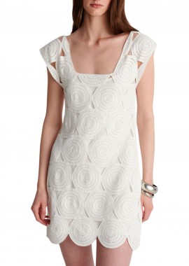 Ale - Φόρεμα Ale Μίνι Πλεκτό Με Μεσοφόρι 8P23420-WHITE Γυναικείο