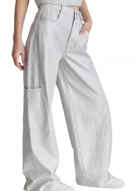 DKNY - Παντελόνι Υφασμάτινο DKNY High Rise Clean Cargo DJ4M4078-SIL Γυναικείο