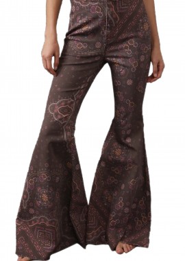 Free People - Παντελόνι Υφασμάτινο Free People Just Float On Flare Geo OB840202-DARK BROWN Γυναικείο