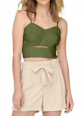 Only - Top Only Onlmago Life Strap Crop 15291229-Olive Branch Γυναικείο