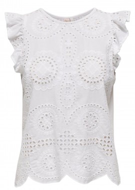 Only - Μπλούζα Κοντομάνικη Only Onlmarga Zindy Life Capsleeve Wvn 15319153-Bright White Γυναικείο