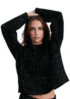 24 Colours - Πουλόβερ 24 Colours Οβάλ Λαιμόκοψη 41208B-BLACK Γυναικείο