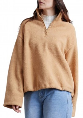 24 Colours - Μπλούζα Μακρυμάνικη 24 Colours Fleece 50794a-BEIGE Γυναικείο