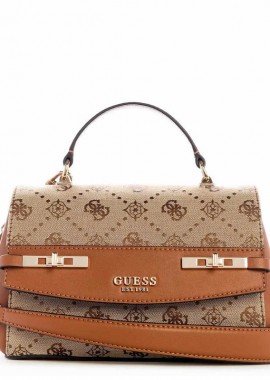 GUESS - GUESS MELINDA LOGO TOP HANDLE FLAP ΤΣΑΝΤΑ ΓΥΝΑΙΚΕΙΟ HWJP9902200 LATTE LOGO