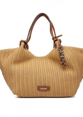 DKNY - DKNY ΓΥΝΑΙΚΕΙΑ TOTE HANDBAG PAULA R61AOE49 AR9 NATURAL/SADDLE