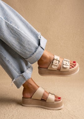 Mariella Fabiani - Mariella Fabiani Flatform Σανδάλια - 2605/65 - Beige Matte