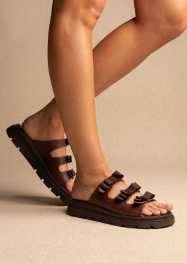 TFP - TFP Flatform σανδάλια με φιόγκο - 4511 - Brown Matte