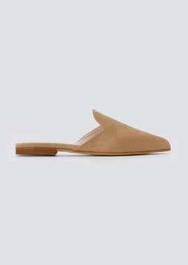 TFP - TFP Asymmetric Pointed Flat Mules - V18 - Biscuit Suede