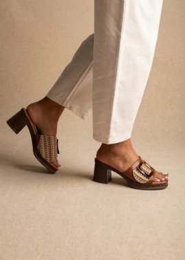 Refresh - Refresh Mules με Τετράγωνο Τακούνι και Αγκράφα - 175028 - Ταμπά Ματ