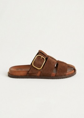 ATENEO - ATENEO Σανδάλια Fisherman με αγκράφα - 61315 - Dark Brown Suede