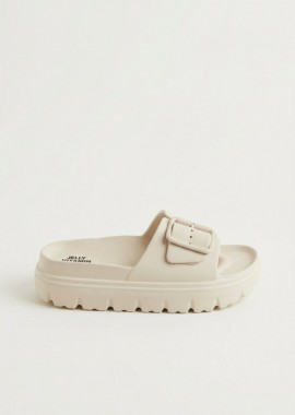 Gold Star - Gold Star Flatform Slides με αγκράφα - 6682012 - Beige Matte