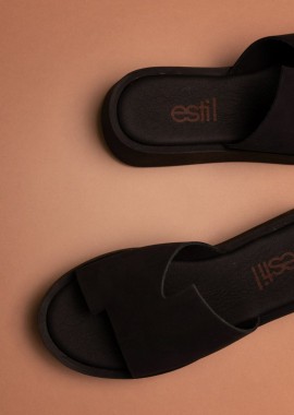 Estil - Estil Σανδάλια από δερμάτινο nubuck - Π1-82 - Μαύρο