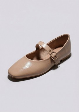 Ideal shoes - Ideal shoes Mary Jane Ballet Flats With Buckle - 9798 - Nude