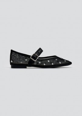ERYNN - ERYNN Transparent Rhinestone Ballerinas - 333-292 - Black