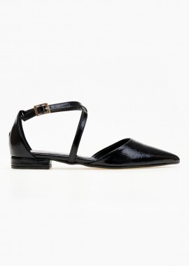 TFP - TFP Pointed Ballerinas Crossover Straps - 124 (λουστρίνι) - Black