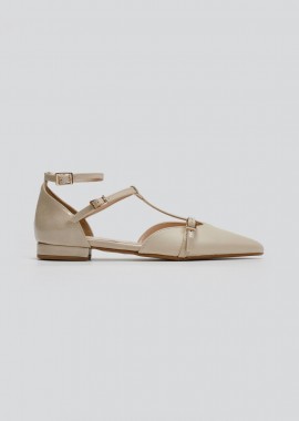 TFP - TFP Pointed Ballerinas with Strap - 122 (ματ/λουστρίνι) - Μπεζ