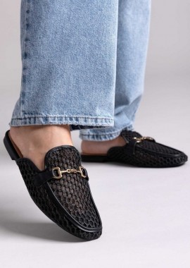 ERYNN - ERYNN Flat Mules with Transparency - 333-289 - Black