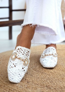 ERYNN - ERYNN Straw Mules Closed Toe - GG-34 - White