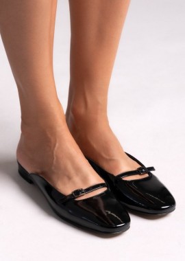 TFP - TFP Patent Mules with Strap - 17 (λουστρίνι) - Black