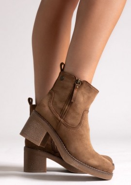 Refresh - Refresh Σουέτ Μποτάκια με Πλαϊνό Φερμουάρ - 173038 - Beige Suede