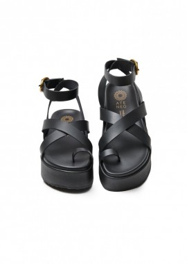 ATENEO - ATENEO Δερμάτινα σανδάλια flatform - 54307 - Μαύρο