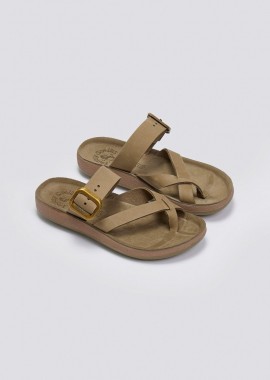 FANTASY SANDALS - FANTASY SANDALS Δερμάτινα σανδάλια με αγκράφα - S904 CONSTANTIA - Χακί