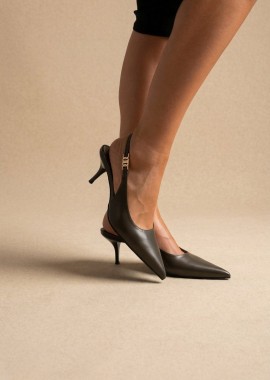 Stephan - Stephan Γόβες Slingback Kitten Heel - TH-17 - Olive Matte