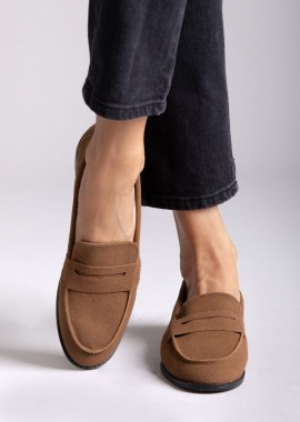 Stephan - Stephan Suede Loafers Flat - 22-372 - Brown Suede