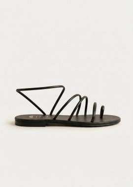 IRIS - IRIS Σανδάλια με δαχτυλίδι δακτύλου animal print - 209-310 - Μαύρο Ματ