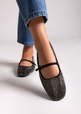 Xti Footwear - Xti Footwear Mary Janes with Strass - 144700 - Black Suede