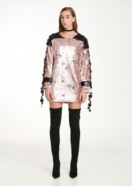 Cutcuutur - Sweatshirt Dress In Pink Sequin