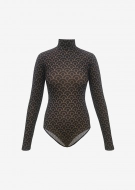 Cutcuutur - Mesh Printed Bodysuit In Black