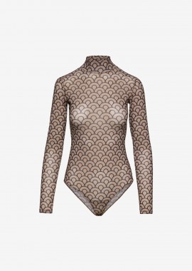 Cutcuutur - Mesh Printed Bodysuit In Nude