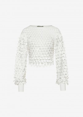 Cutcuutur - Cropped Long-Sleeved Top in White