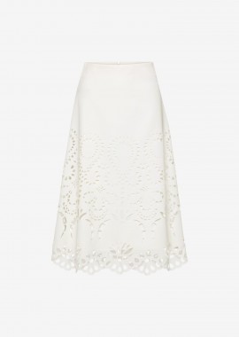 Cutcuutur - Midi A-Line Skirt in White