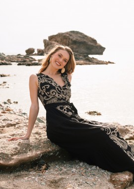 - Φόρεμα OPEN Maxi Boho Με Print & Ζώνη