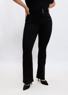 - Jean καμπάνα με 3 κουμπιά σε denim black χρώμα