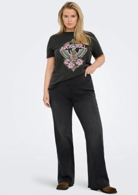 - Jean ελαστικό καμπάνα σε denim grey χρώμα plus size