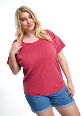 - Μπλούζα plus size cupro με ρεγκλάν μανίκια σε ροδί χρώμα