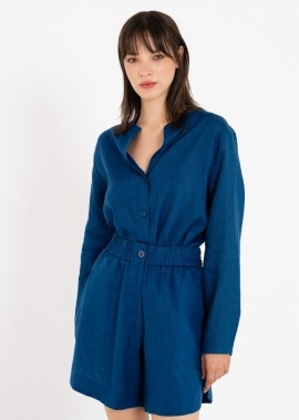 Philosophy - Philosophy Linen Shorts TR44520 Μπλέ